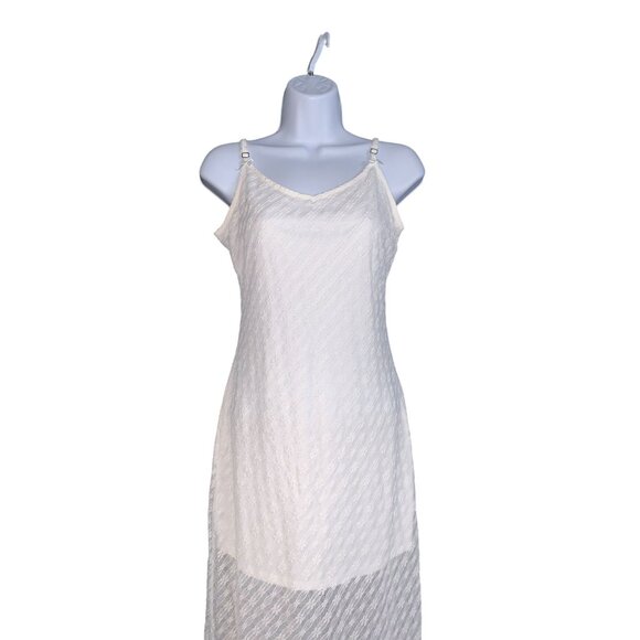 Wild Fable Womens White Sleeveless Lace Textured Maxi Slip Dress Size Large - Picture 3 of 12